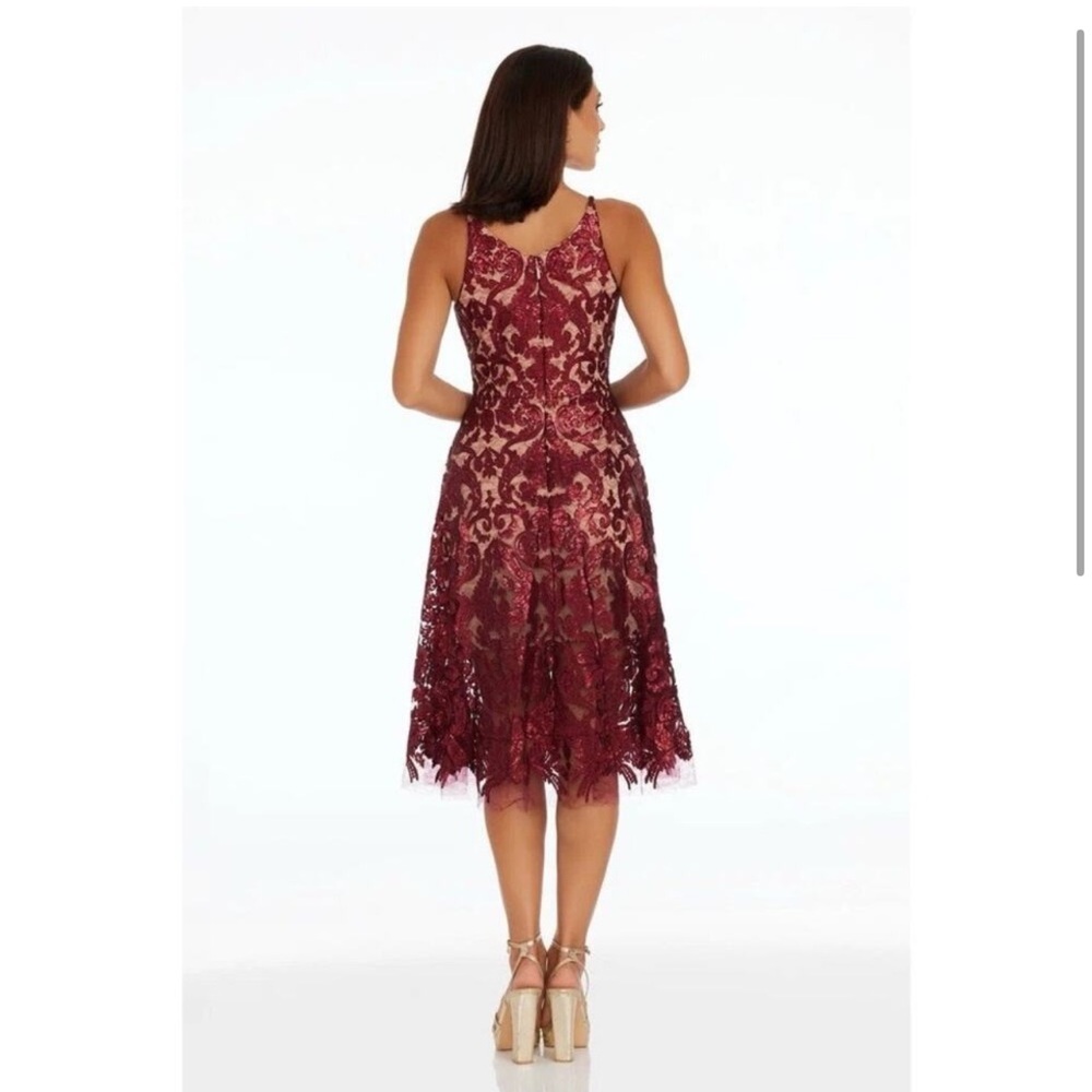 Dress the Population Blair Embellished Cocktail Dress Lace XS Modest Neckline - Picture 3 of 11